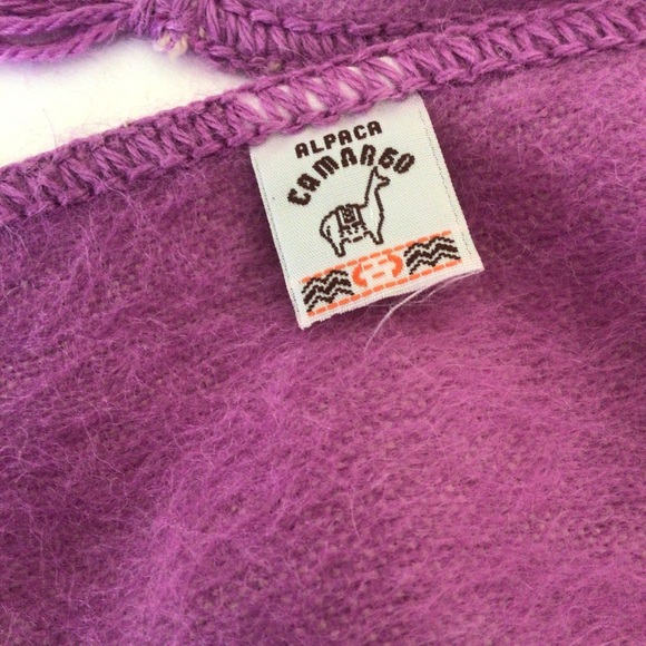 PURPLE ALPACA CAMARGO PURPLE FRINGED SCARF - Picture 8 of 10